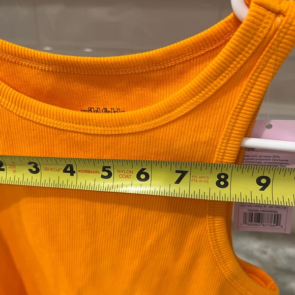 Orange Hick-Neck Cropped Razorback Tank Top - Picture 3 of 7